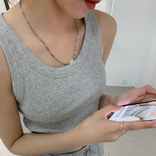 High-waisted short vest for women to cover breasts and prevent exposure, threaded cotton navel-baring bottoming camisole top 2024 summer new style