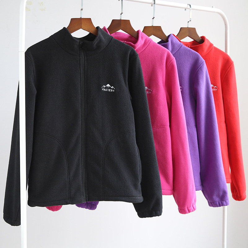 Women's Fleece Jacket with Stand Collar, Zip-Up Cardigan, Windproof and Warm Top, Fleece Inner Layer for Outdoor Jackets, Cross-Border Women's Fleece Jacket with Stand Collar, Zip-Up Cardigan, Windproof and Warm Top, Fleece Inner Layer for Outdoor Jackets, Cross-Border