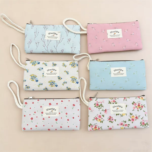 New Rectangular Mobile Phone Bag, Coin Purse, Makeup Tool Storage Bag, Portable Wrist Bag, Floral Fabric Wallet Wholesale