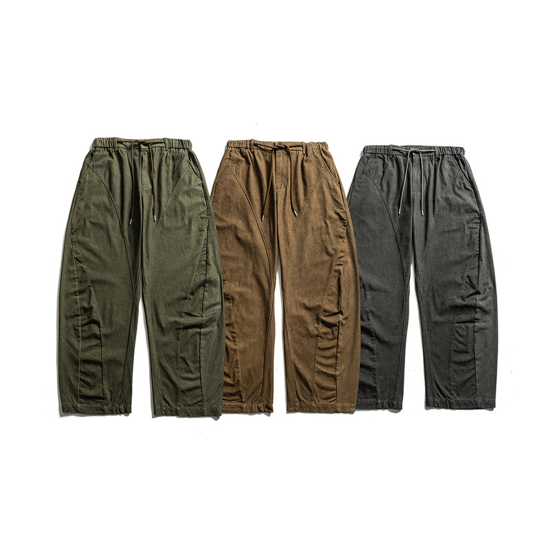 North Boundary Men's American Style Trendy Brand 2025 Autumn New Vintage Patchwork Casual Long Pants Men's Straight Cargo Pants