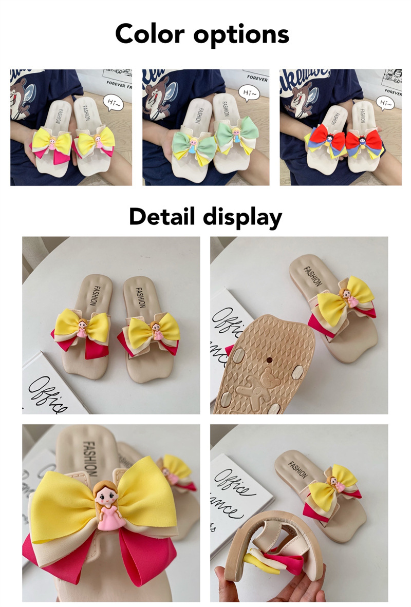 Sommer Sandalen Neue Mädchen Cartoon Atmungs Prinzessin Schuhe Weiche Sohle Anti Rutsch Bogen Kinder Outwear Hausschuhe_voghion.com