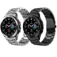 适用于Galaxy watch5/6手表表带watch4 经典月牙不锈钢金属表带