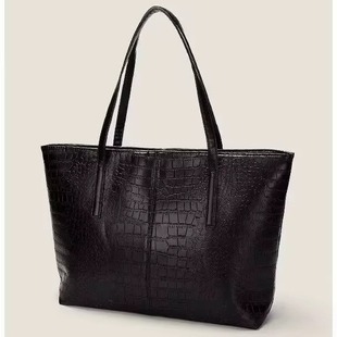 Large-capacity Tote Bag for Women 2024 New Crocodile Pattern Class Student Bag Versatile Work Clothing Satchel Shoulder Bag