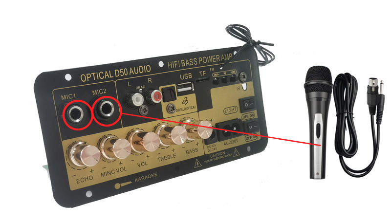 Manufacturer's Cross-Border Digital Bluetooth Three-Purpose Vehicle-Mounted with Reverberation Can Be Connected to Dual Microphone High-Definition Fiber Optic Input Amplifier Board