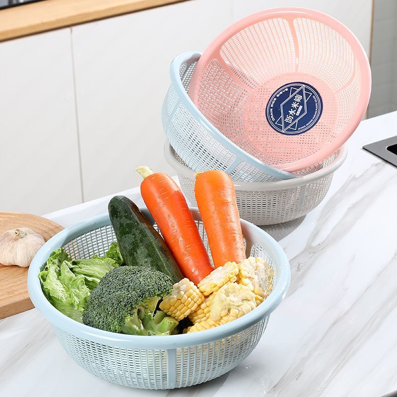 プラスチック排水バスケット、家庭用極細極厚キッチン米洗いふるい、果物野菜洗いバスケット|undefined