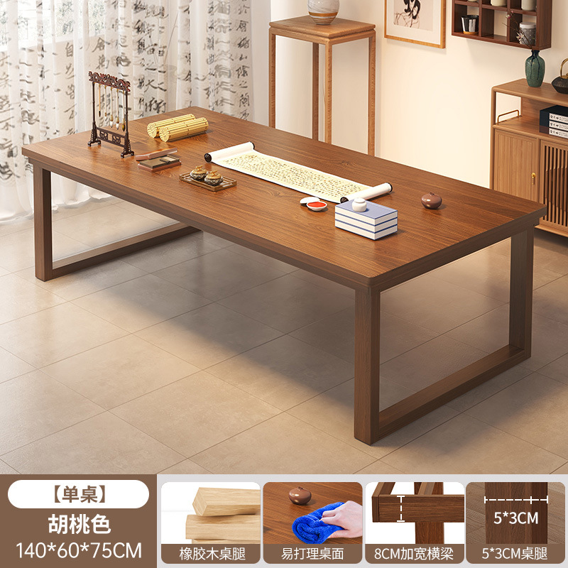 Mesa de tablero grande de madera maciza para uso doméstico en la sala de estar, escritorio largo, escritorio simple, banco de trabajo, escritorio de estudio de lectura para varias personas