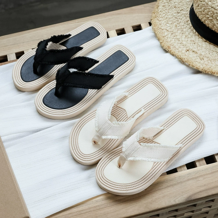 Летние соломенные тапочки, пляжные модные шлепанцы, flip-flops