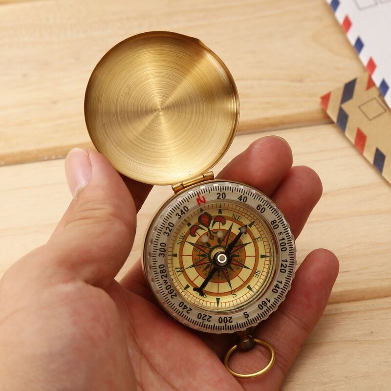 Brass Compass Waterproof Luminous Precision Compass for Children and Adults Outdoor Travel Mountaineering Exploration Compass