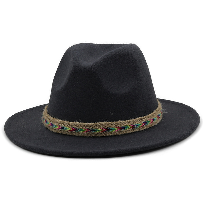 New Woolen Jazz Hat Big Brim Fashion Top Hat British Gentleman Hat display picture 5