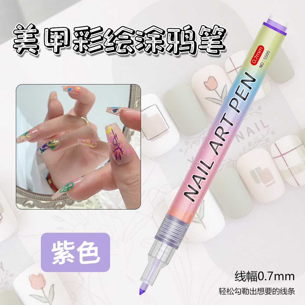 Nuevo lápiz de graffiti transfronterizo de uñas DIY lápiz de marca de secado rápido colorido de dibujo de gancho de línea de uñas lápiz de pintura