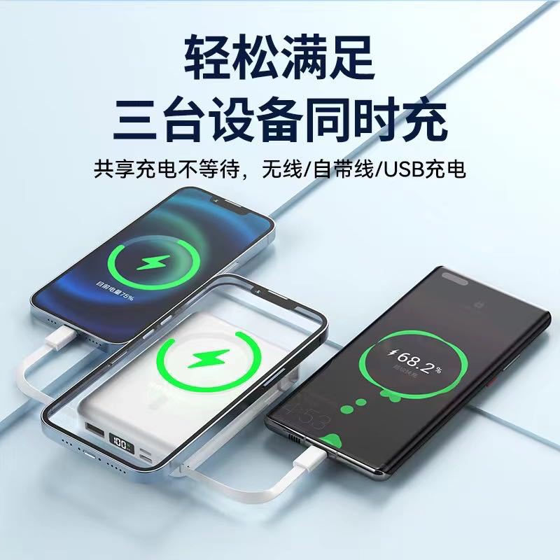Nuevo banco de energía magnético inalámbrico al por mayor auto-cableado PD20W carga rápida 10000 mA mini fuente de alimentación móvil
