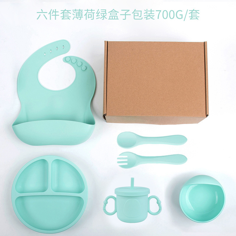 Placa de almuerzo de ventosa resistente a caídas de silicona de grado alimenticio Dumo Baby Juego de tazón Placa de almuerzo de silicona