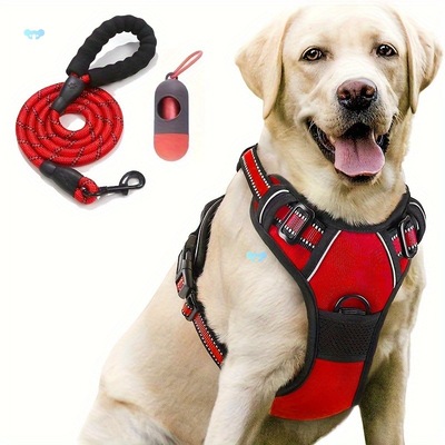 3pcs No pull Dog Harness set with Reflective Strips Durable