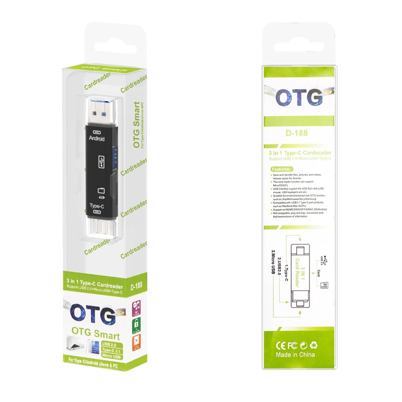 Многофункциональный считыватель карт TF USB2.0 «пять в одном», Type-C OTG кард-ридер для Android и компьютера