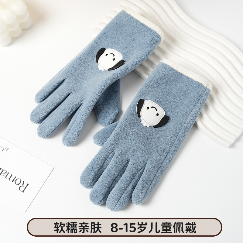 儿童手套男女冬季加绒保暖户外滑雪骑车防滑防水可爱五指骑行手套|undefined