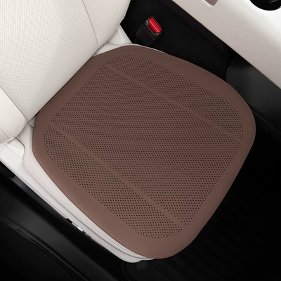 New Car Seat Cushion, Universal for All Seasons, Nappa Leather Seat Cover, Summer Car Seat Cushion Cover, Ventilated Seat Cushion (Seat cushion, seat cover) - chestnut-brown-nappa-leather-punch-style-front-seat-cushion-1-pack