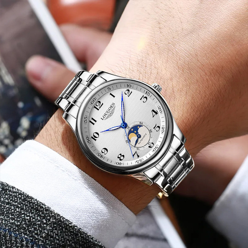 2025 Master Craftsman Lougoes Tiktok Kuaishou Video Watch Men's Moon Phase Watch Business Popular Live Broadcast Same Style