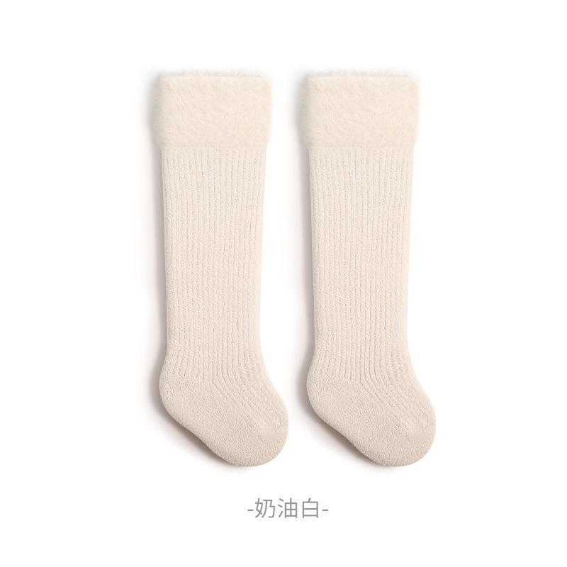 Calcetines recién nacidos sobre la rodilla en invierno, calcetines cálidas para bebés, calcetines de coral para niños y niñas, calcetines para bebés