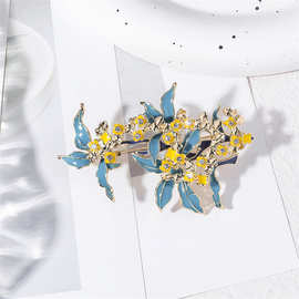 法式植物珐琅花卉金桂花胸针撞色精致轻奢复古滴油桂花香别针胸花