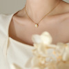 Fashionable accessory stainless steel from pearl, small design necklace, Japanese and Korean, 750 sample gold, trend of season