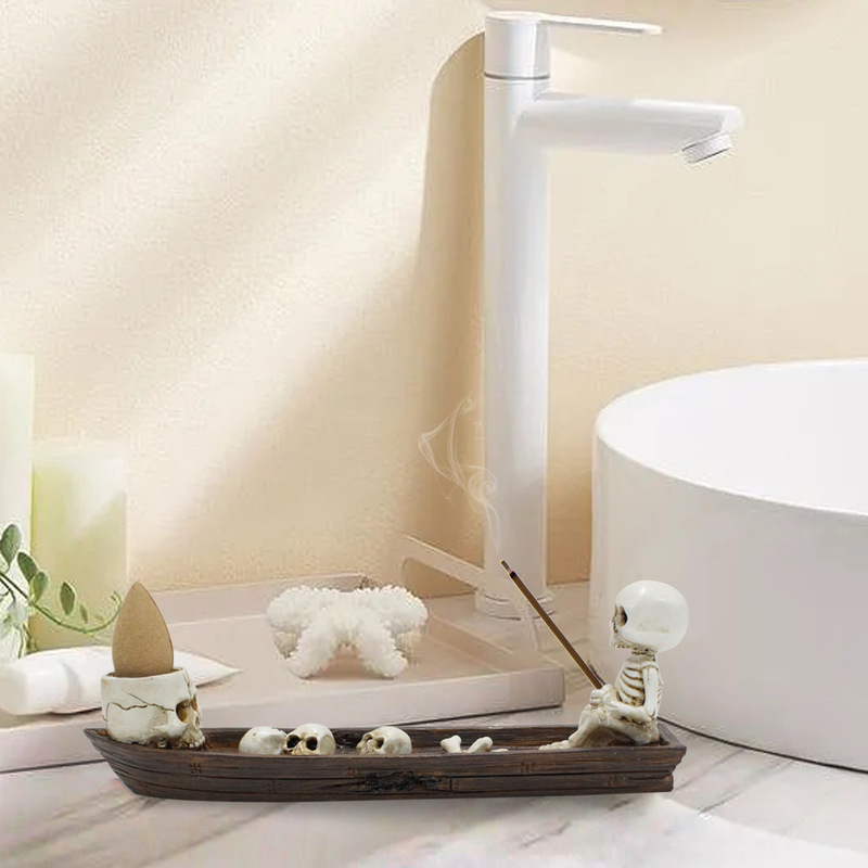 New Skull Boat Fragrant Seat Home Decorations Porch Living Room Bedroom High-end Resin Craft Ornaments Spot Wholesale