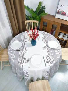 Window grilles tablecloth disposable dining tablecloth thickened waterproof and oil-proof Chinese retro printed round table rectangle Zhao Zhili