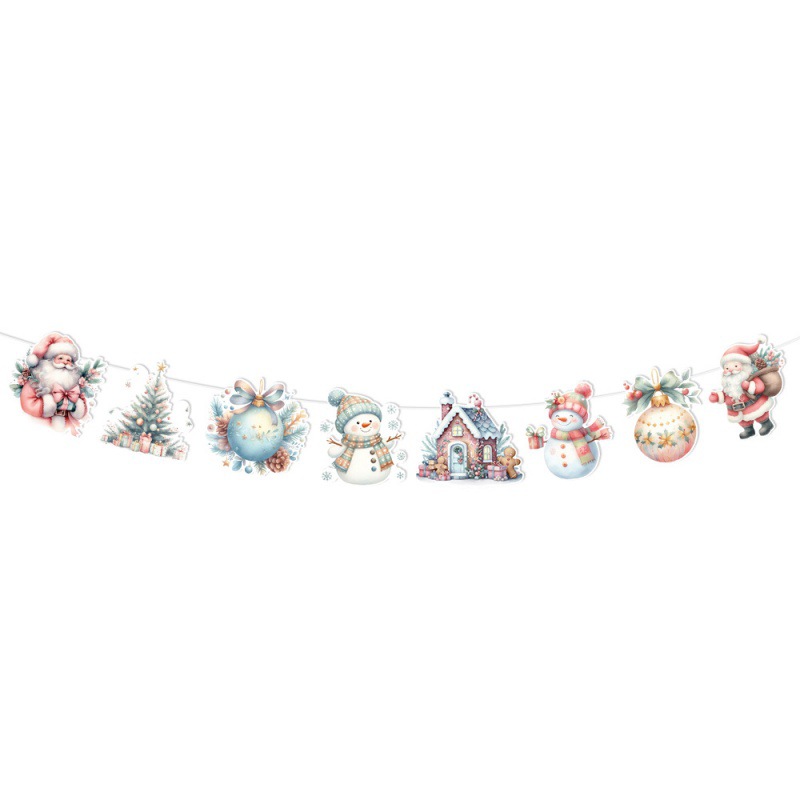 Nueva decoración de fiesta de Navidad, tirar de la bandera, tirar de la flor, alce, árbol de Navidad, tirar de la bandera, colgar la bandera, decorar la bandera de Navidad