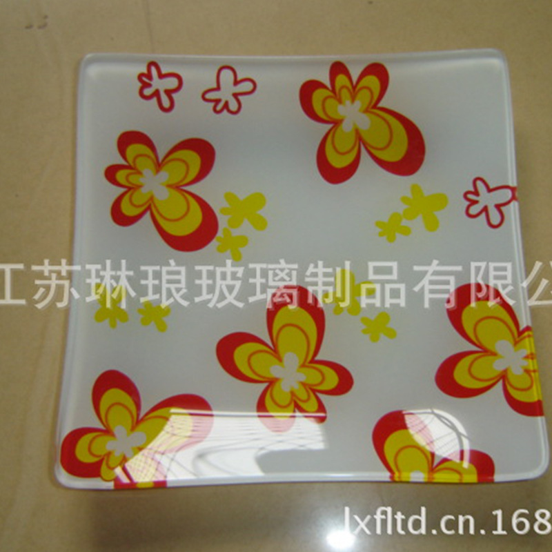 新款钢化玻璃盘子批发钢化玻璃国盘方形玻璃月饼盘子热弯玻璃盘子