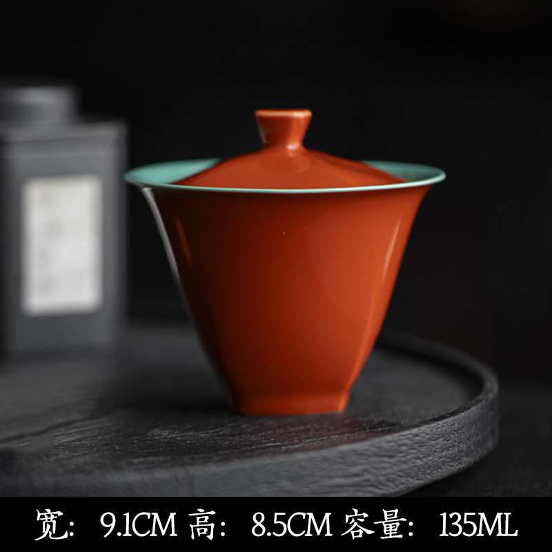 墨己故宫红内釉松石绿功夫茶具陶瓷盖碗茶壶茶杯壶承茶道配件合集|undefined