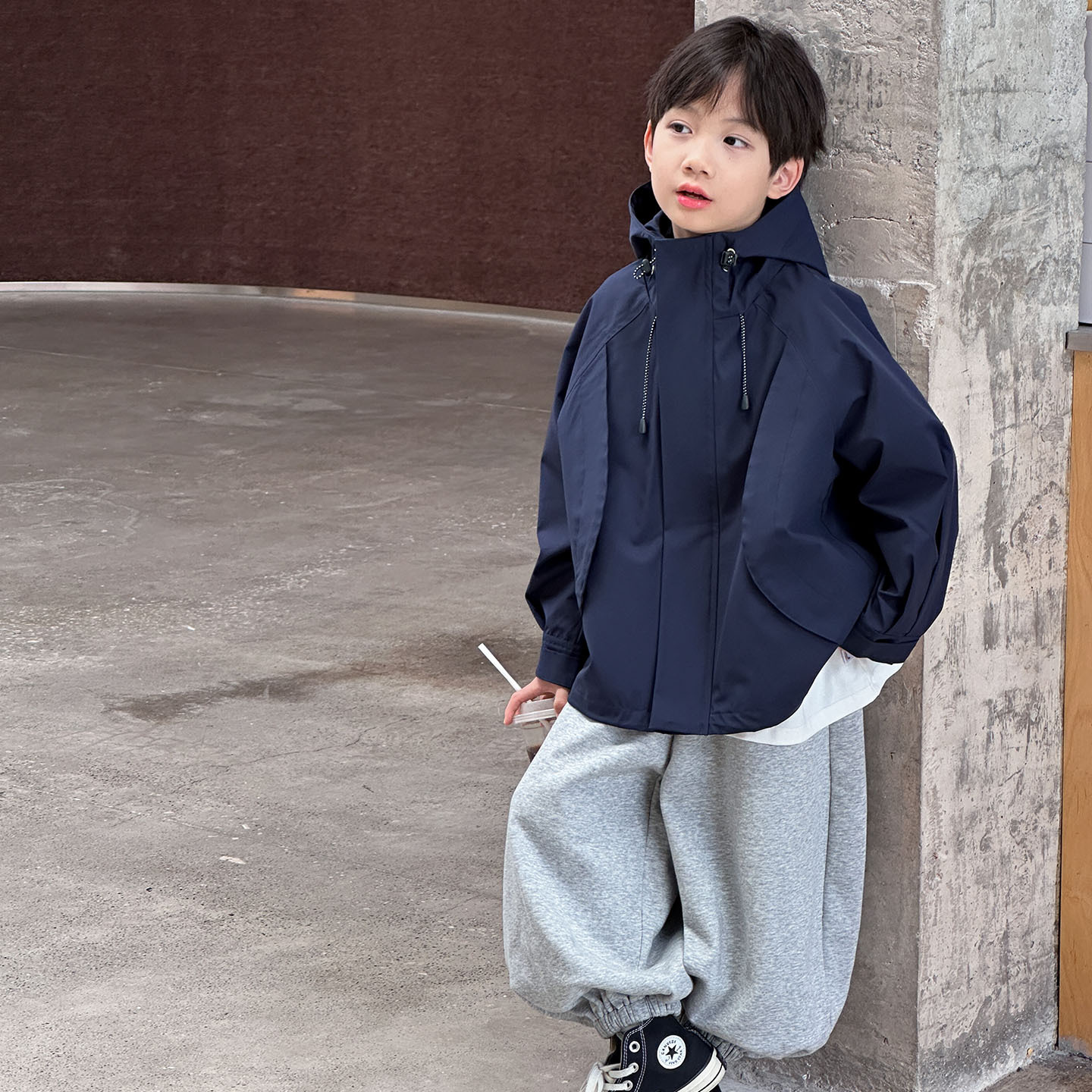 Children's Clothing Boys' Jackets Kidsren's Hooded Jackets Spring & Fall 2026 New Style Big Kidsren's Outdoor Windproof and Waterproof Spring Clothing