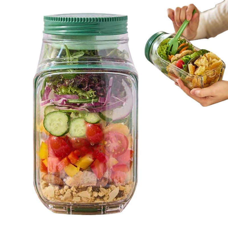 Salad jars with lids Lids meal prep 带防漏沙拉酱调味盒沙拉罐|undefined