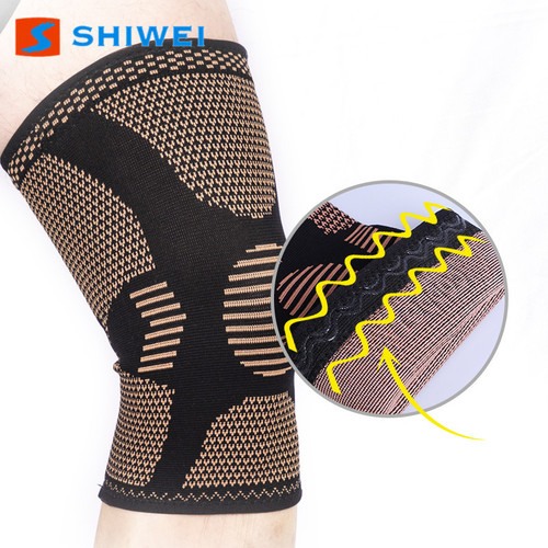 New Amazon four-way elastic three-dimensional knitted nylon copper-containing knee pads wholesale running silicone knee pads breathable