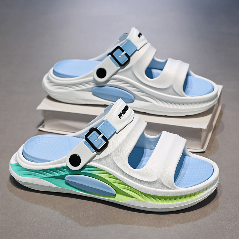 Pantuflas para hombre verano nuevo estilo deportivo antideslizante sandalias exteriores personalidad casual playa chanclas transfronterizas zapatillas EVA