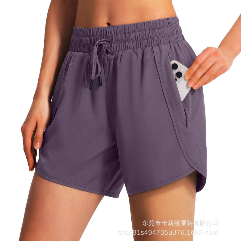 2025 Amazon Sports Running Quick-Dry Lightweight Fitness Shorts for Women Summer with Zipper Pockets Women's Sports Casual Wear