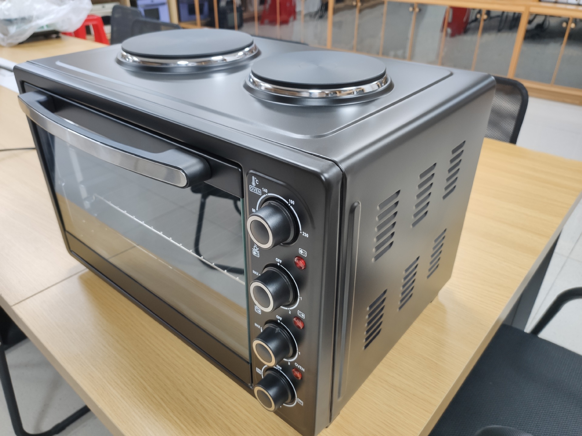 46L fábrica de comercio exterior horno doméstico de doble estufa pantalla mecánica de gran capacidad horno de convección visual multifuncional image 4