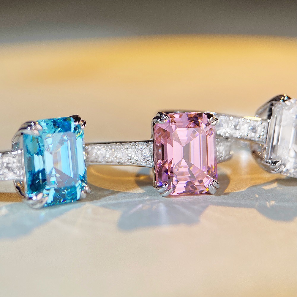 Retro Geometric Sterling Silver Plating Zircon Rings 1 Piece