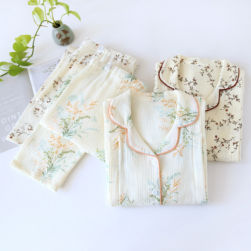 Women's cotton pajamas spring and autumn 2024 New confinement clothing autumn and winter gauze thin postpartum nursing maternity home wear suit