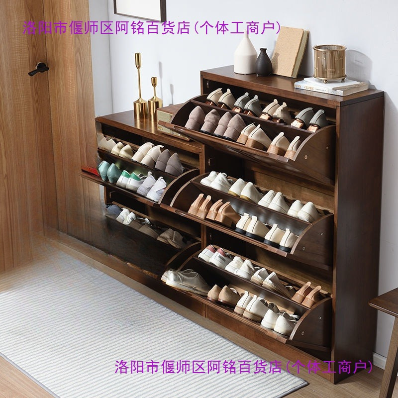 Solid Wood Flip Shoe Cabinet for Home Entrance, Large Capacity Simple Entryway Storage Cabinet for Hallway