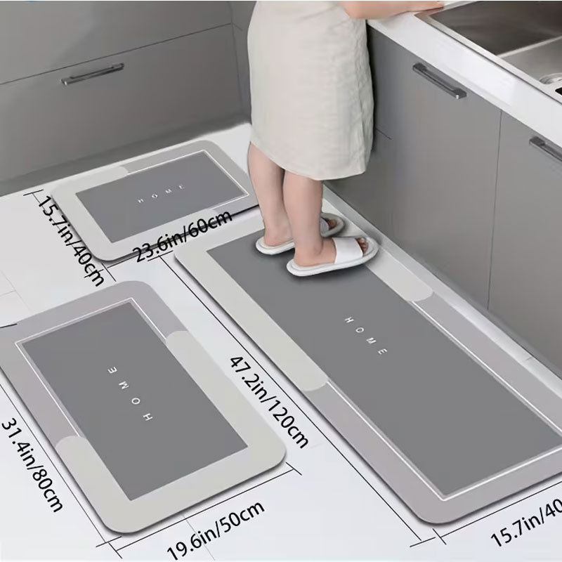Cocina transfronteriza de tres piezas cojín de piso lavable barro de diatomas absorción de agua a prueba de aceite cojín de alfombra resbaladiza resistente a la suciedad cojín de pies