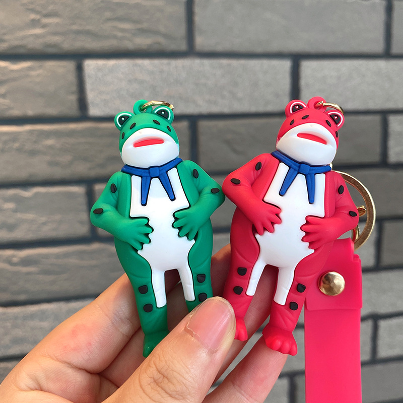 Internet celebridad Rana llavero cabeza cubierta Rana llavero de silicona muñeca coche llavero bolsa adornos pequeño regalo
