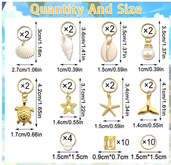 24 piezas/40 piezas anillo de pelo de joyería de estilo oceánico de concha cruzada de perlas europeas y americanas image 5
