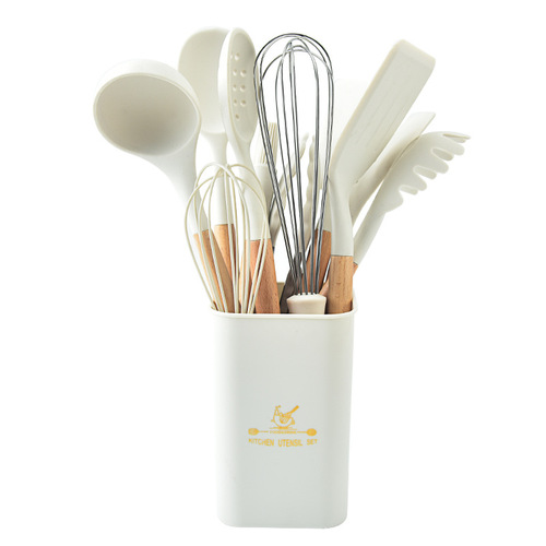 Amazon Cross-border Silicone Wood Handle Cookware 10-Piece Set 11-Piece Set Non-stick Pan Household Kitchen Utensils