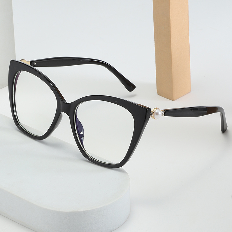 Large frame cat eye glasses anti-blue light European and American fashion computer goggles fashion plain glasses with myopia glasses frame