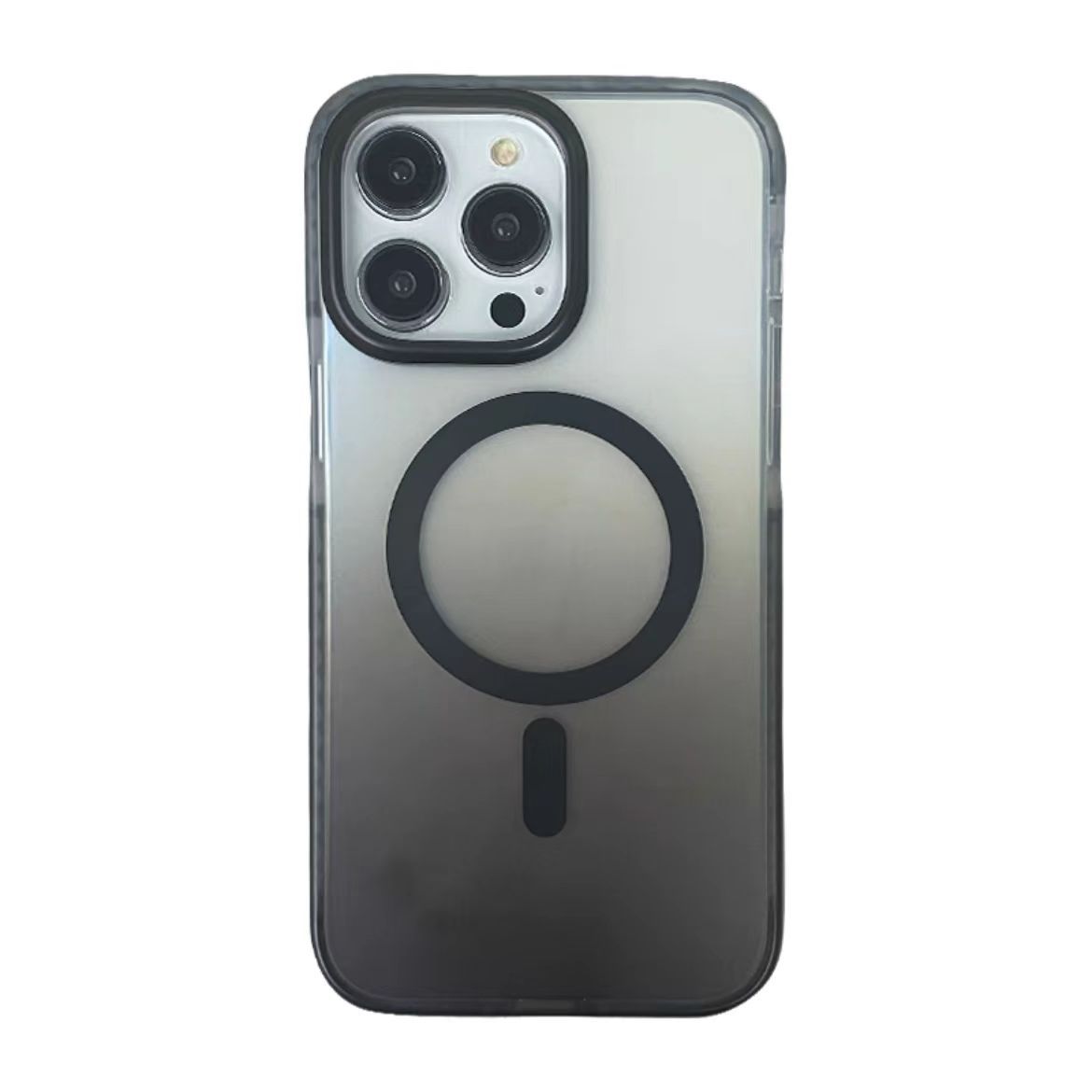 Funda para teléfono móvil semitransparente degradado iPhone15promax Apple 16 micro-esmerilado magnético estuche duro airbag de dos colores