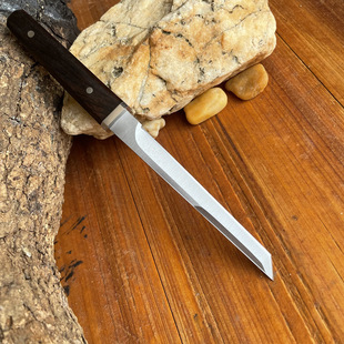 新款熱銷 D2鋼 檀木手柄 高硬度 戶外 刀具 野外防身 日式 小直刀