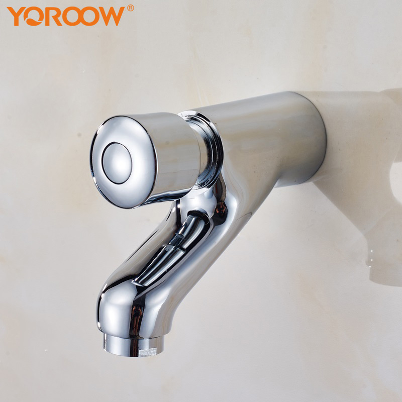 Foreign Trade Water Export to Mexico Faucet Metering Press Basin Faucet Chrome-Plated Wall-Mounted Delayed Faucet Male