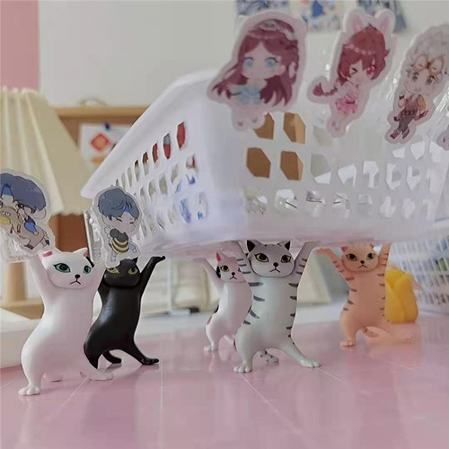 Cartoon cute kitten with enchanting dancing posture. Desktop objects to hold up and display. Pen holder objects to hold up and place for decoration.