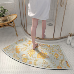 Home bathroom mat diatomaceous earth absorbent soft mat bathroom door foot mat fan-shaped curved edge quick-drying anti-slip foot mat