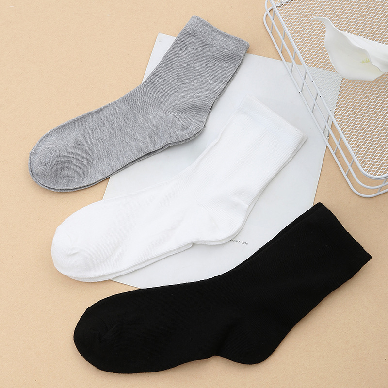 Foreign Trade New Pure Color Men's Mid-Calf Socks Summer Hot-Selling Deodorant Breathable Stockings Versatile Sports and Leisure Socks