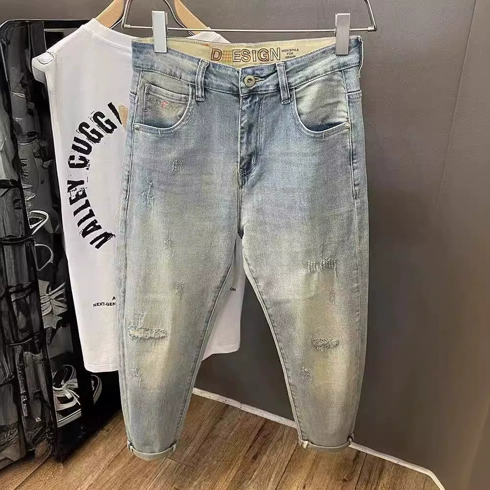 Легкие летние тонкие универсальные джинсы, мужские брюки, slim fit